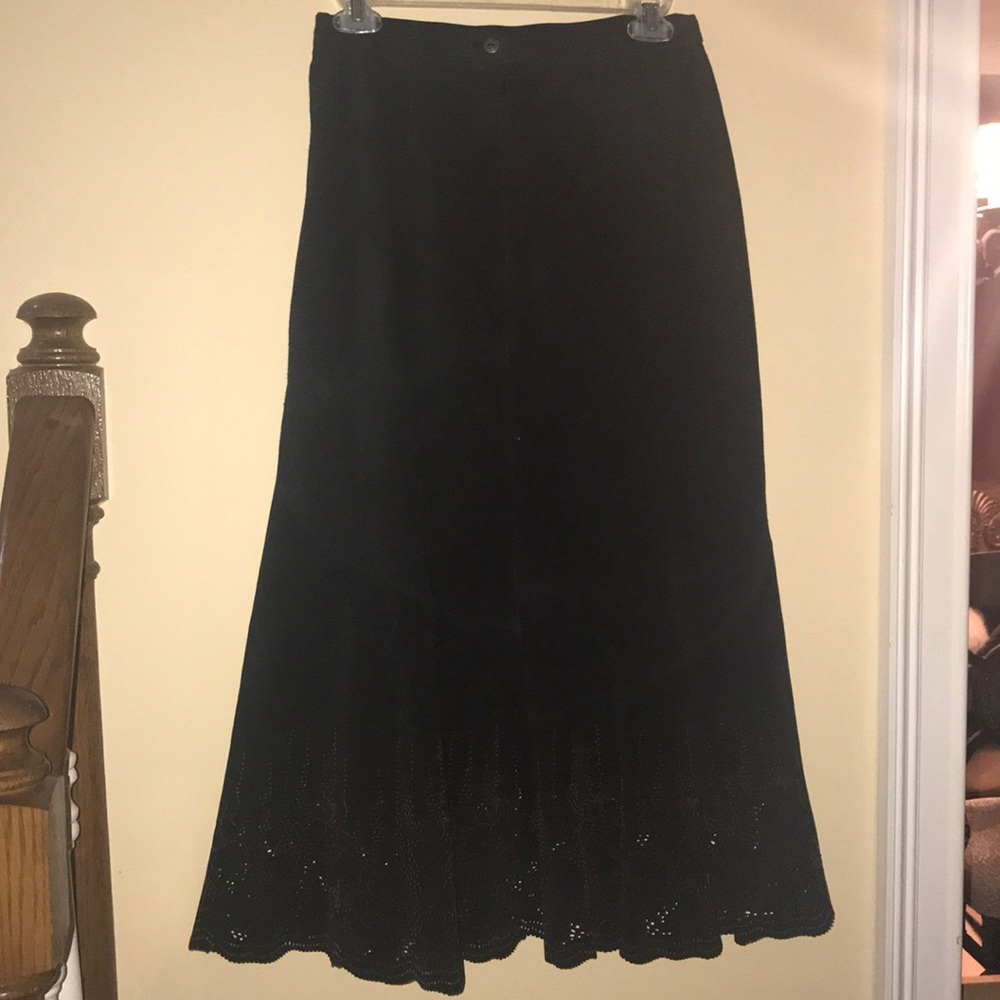Chico’s leather suede skirt with eyelet holes